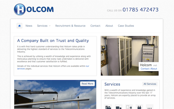 Screenshot of Holcom Communications web site